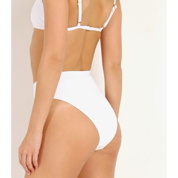 L Space Frenchi Bikini Bottom and Gemma Top White Ribbed Bikini XS - Picture 3 of 8